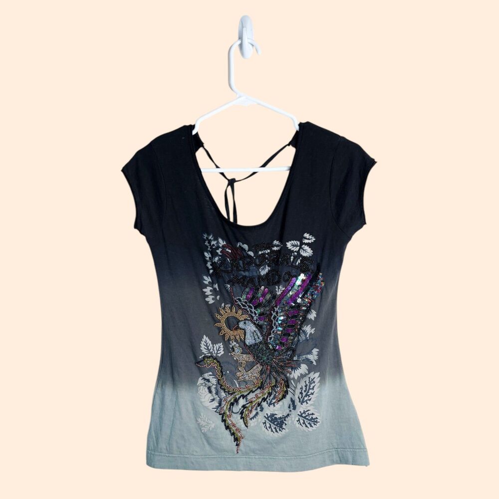 Vintage Kaporal Trouble Beaded Sequin Tee